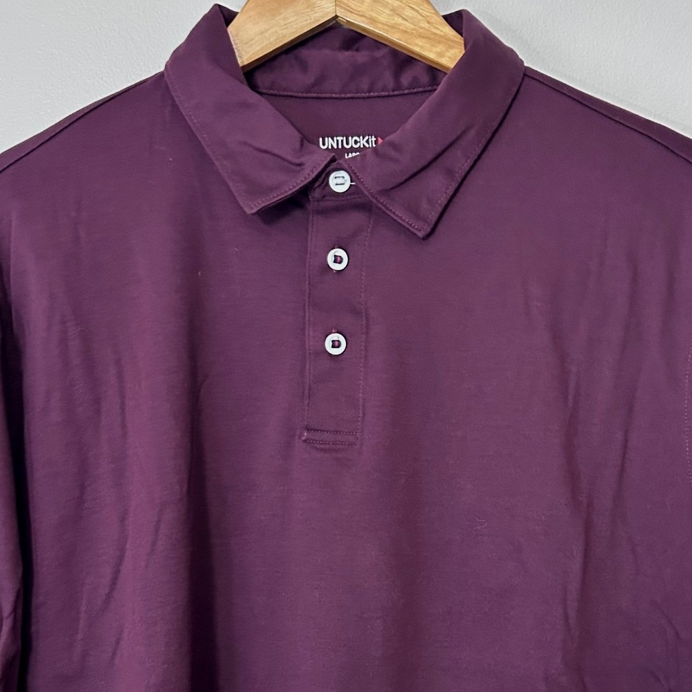 UNTUCKit Polo Shirt Mens Large Burgundy Cotton Long Sleeve Casual Golf Pullover